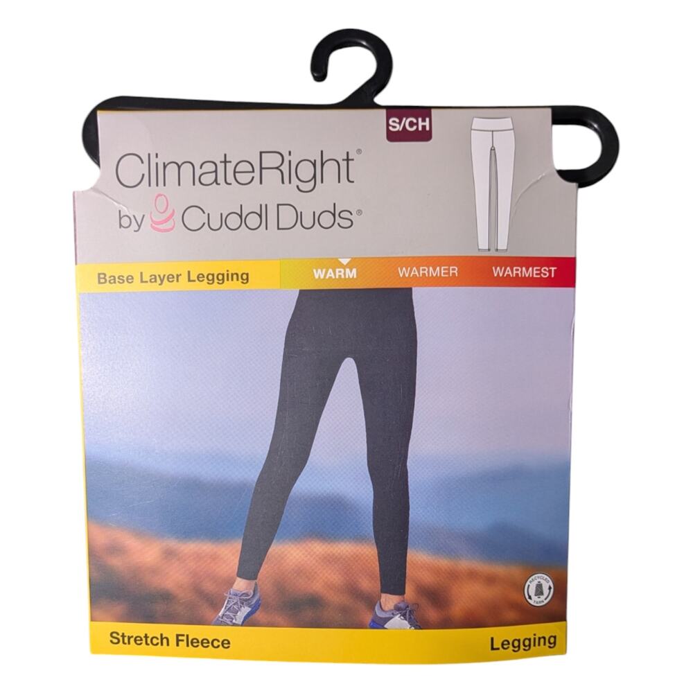 Cuddl Duds Base Layer Warm Stretch Fleece Black Leggings Size S NWT
